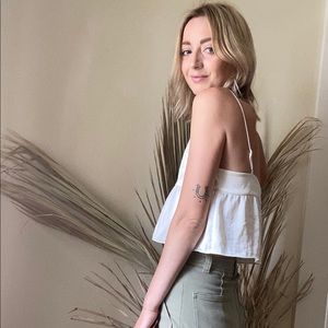 Aritzia little moon cropped satin white camisole